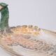 Mid century modern large Italian ceramic Peacock platter