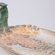 Mid century modern large Italian ceramic Peacock platter