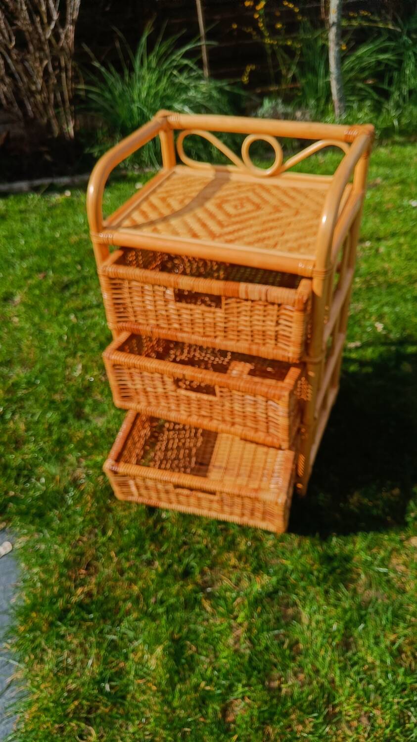 Vintage rattan chest of drawers