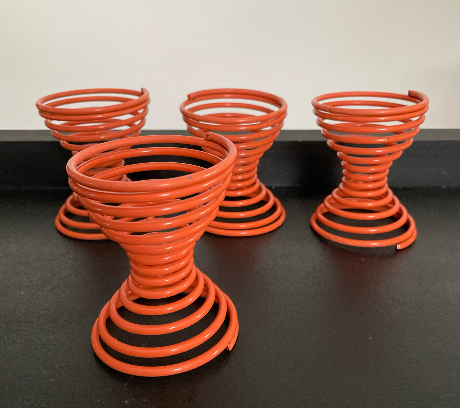 Series of 4 vintage poppies orange spring