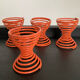 Series of 4 vintage poppies orange spring