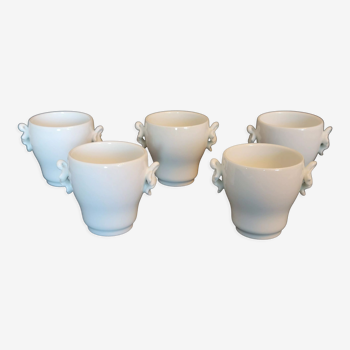 5 anciens pots à crème en porcelaine