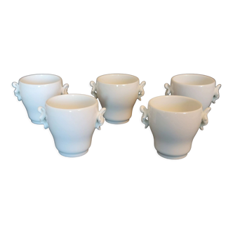 5 anciens pots à crème en porcelaine