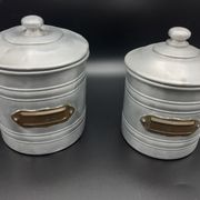 Set of 5 round boxes of aluminum, flour, sugar, coffee, tea, spice