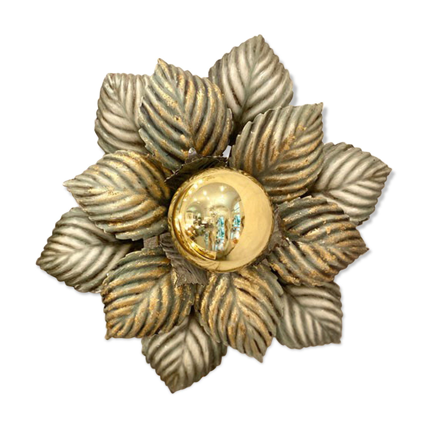Sconce flower green and gold leaves