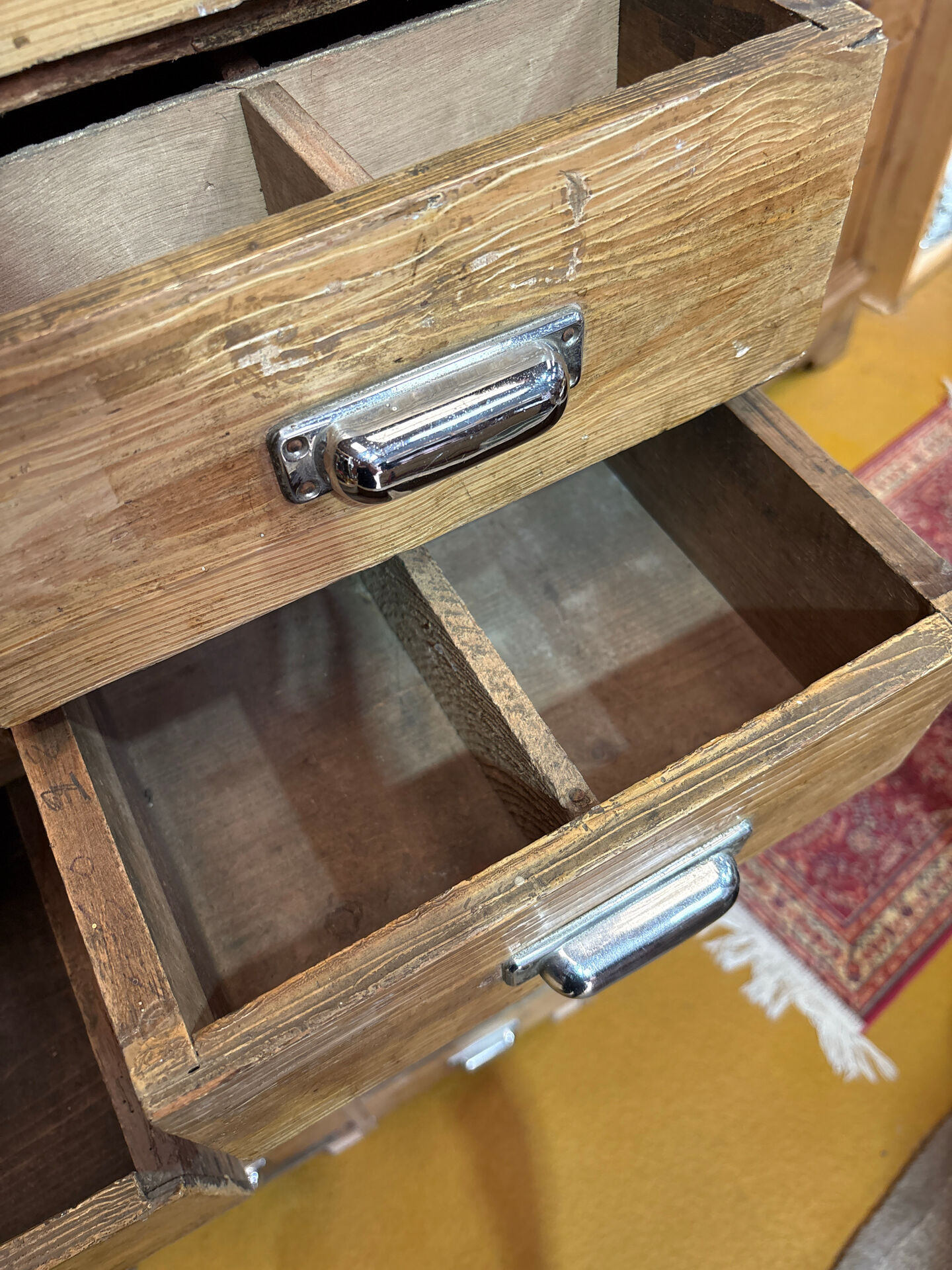 Large antique workshop cabinet with 44 drawers – patinated wood