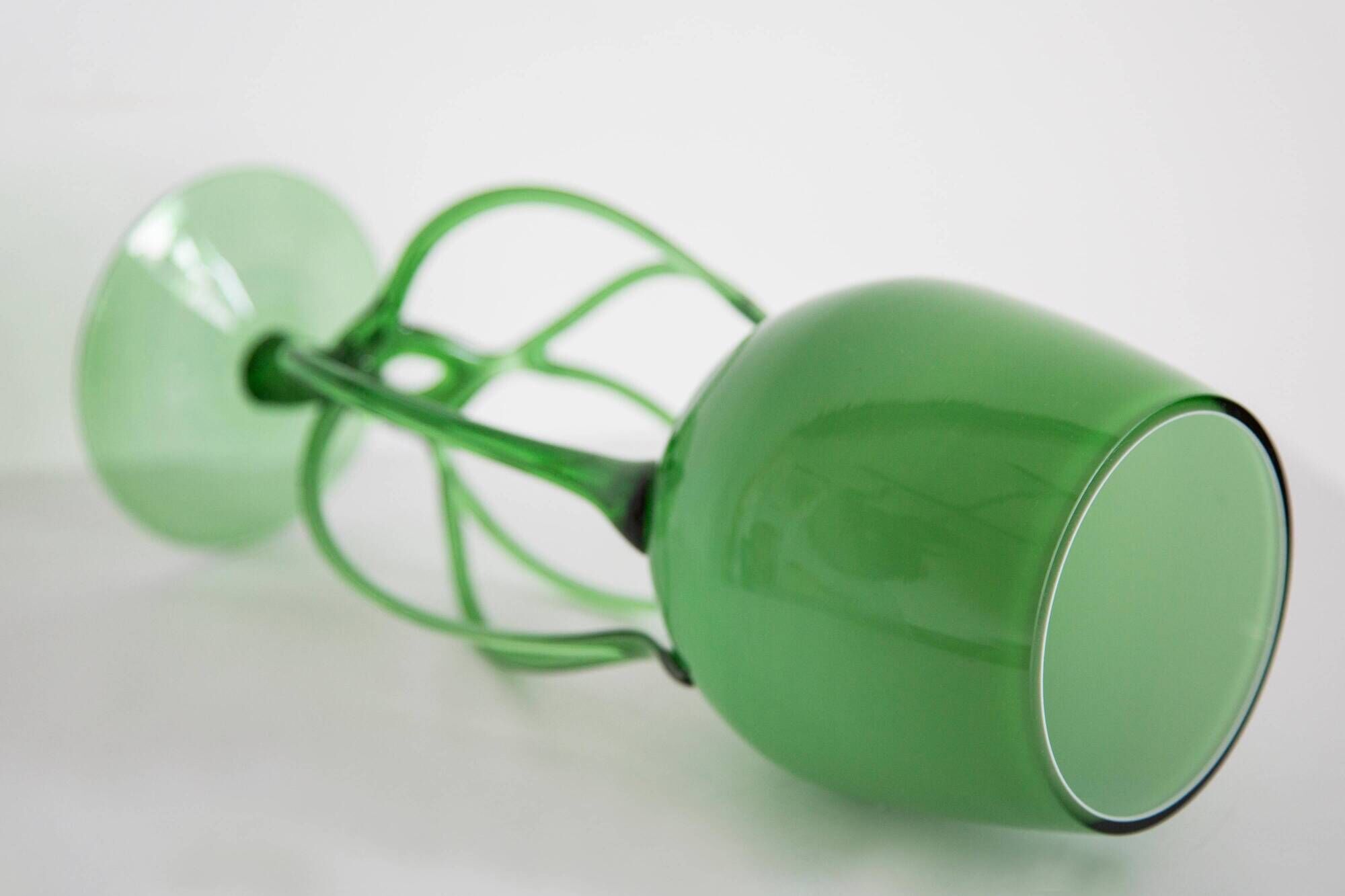 Vintage artistic green vase from the mid-century, Poland, Europe, 1970s.