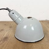 Industrial Grey Enamel Factory Pendant Lamp, 1960s