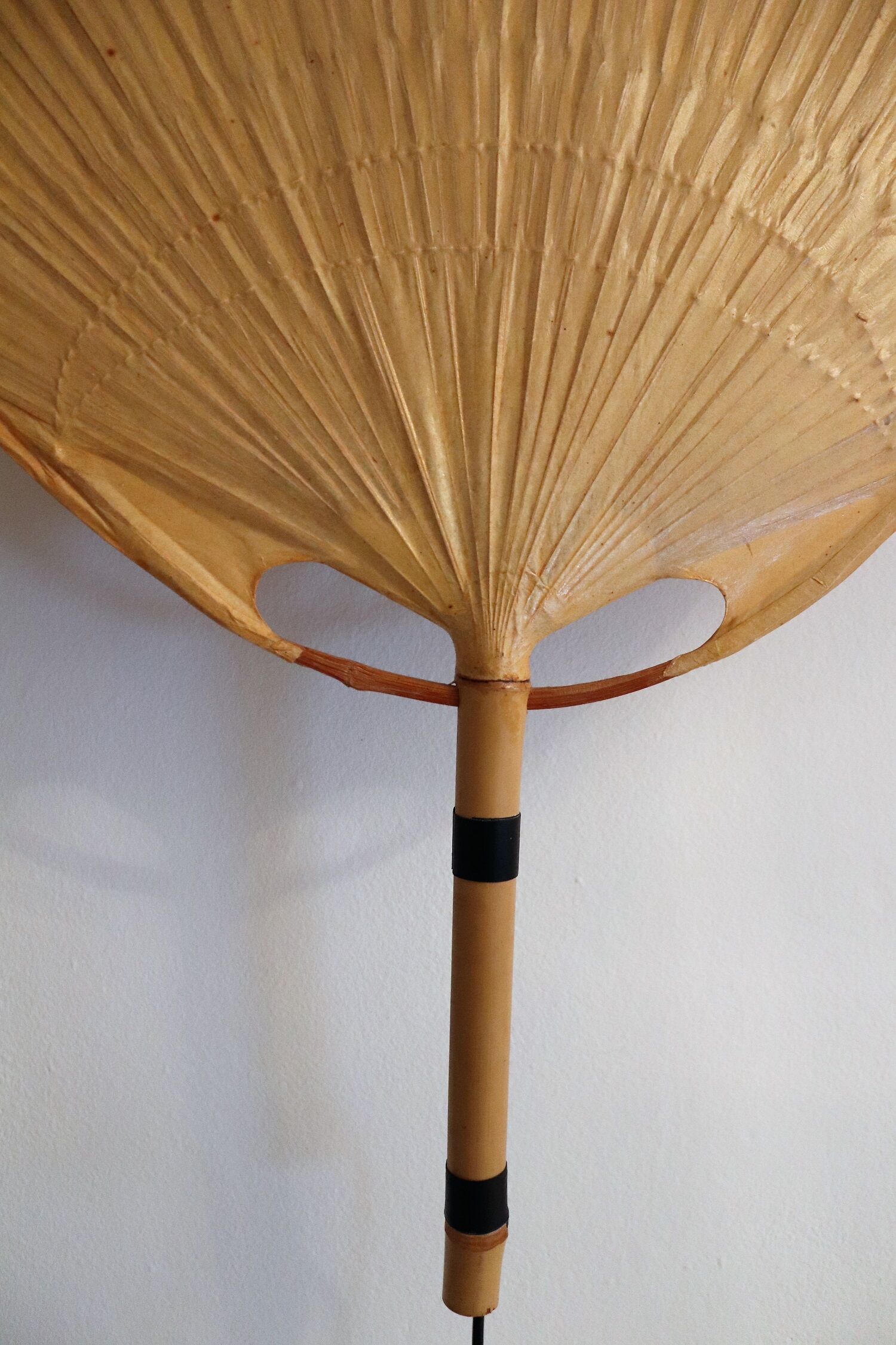 Set of 2 Uchiwa bamboo and rice paper wall lights by Ingo Maurer, Germany 1973