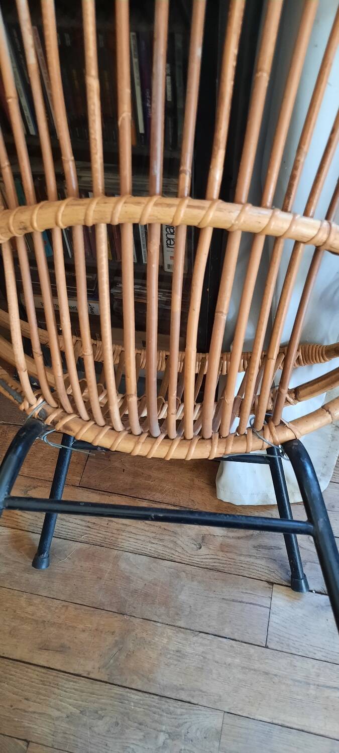 Pair of rattan armchairs