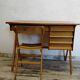 Bureau vintage pieds compas et sa chaise années 50/60