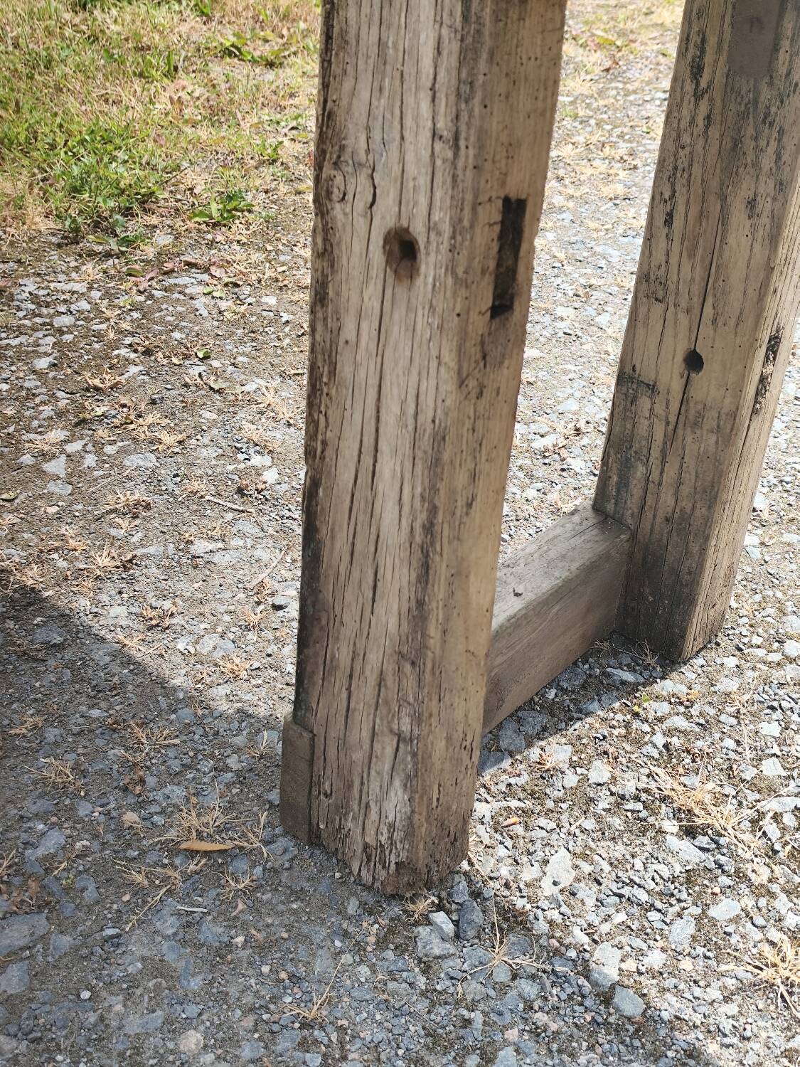Old small 160 cm carpenter's workbench in solid oak
