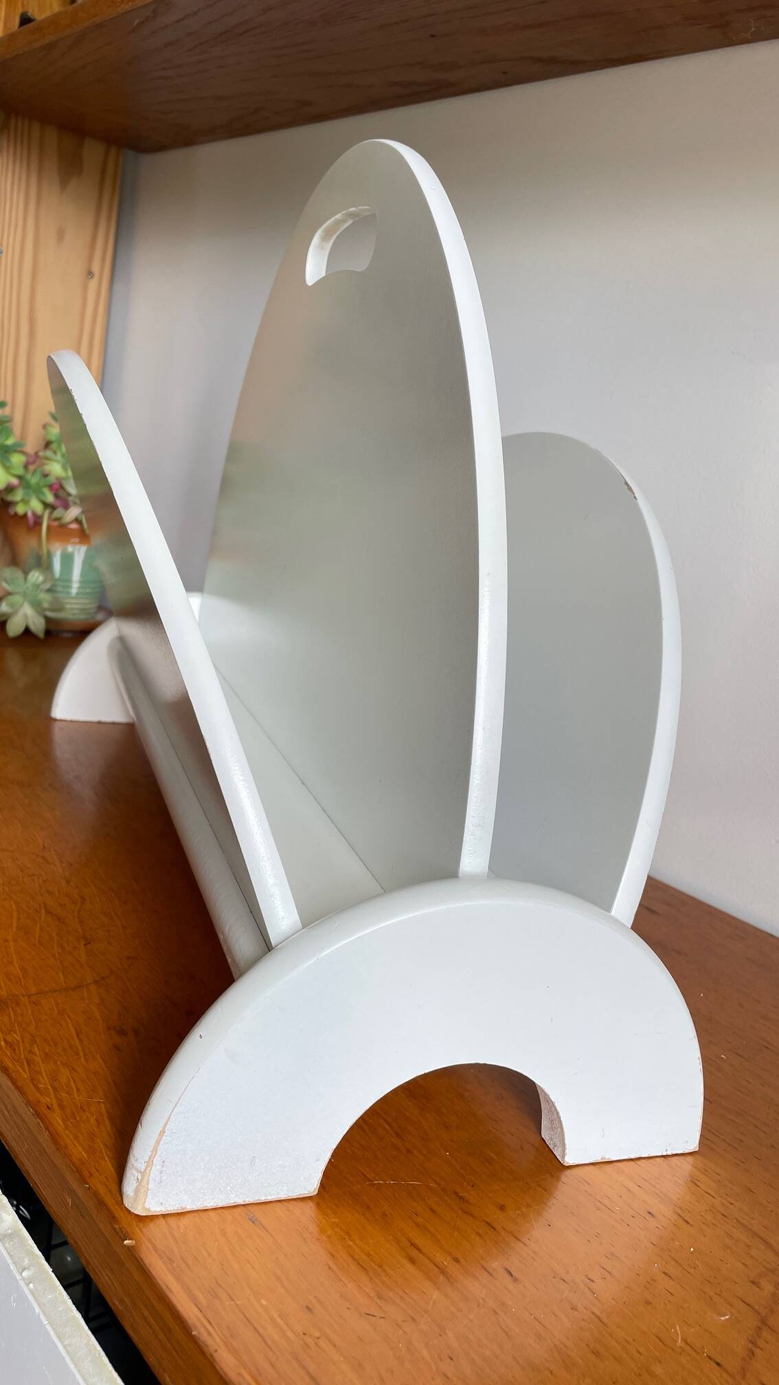 White Magazine Rack 1980s Design