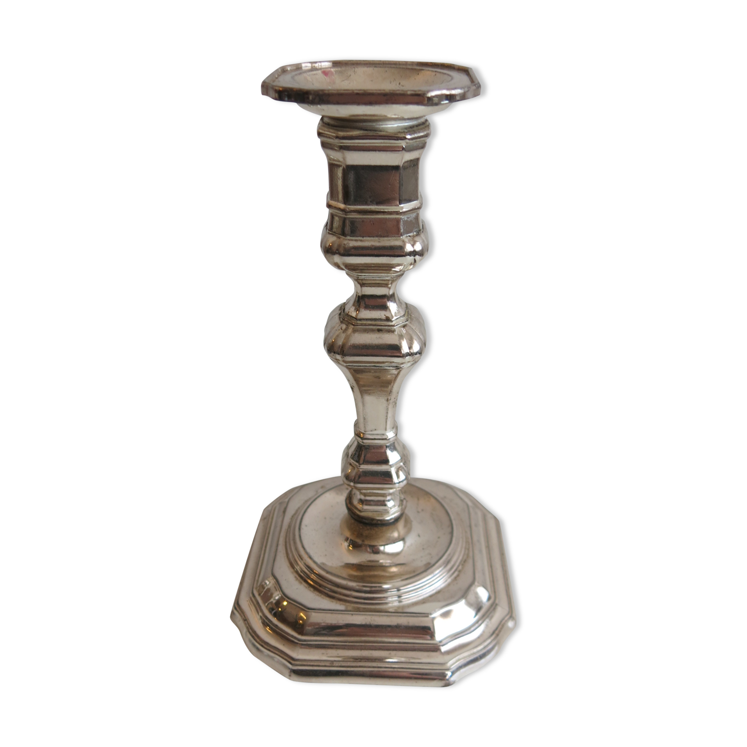 Right candle holder in silver metal from BMF West-Germany