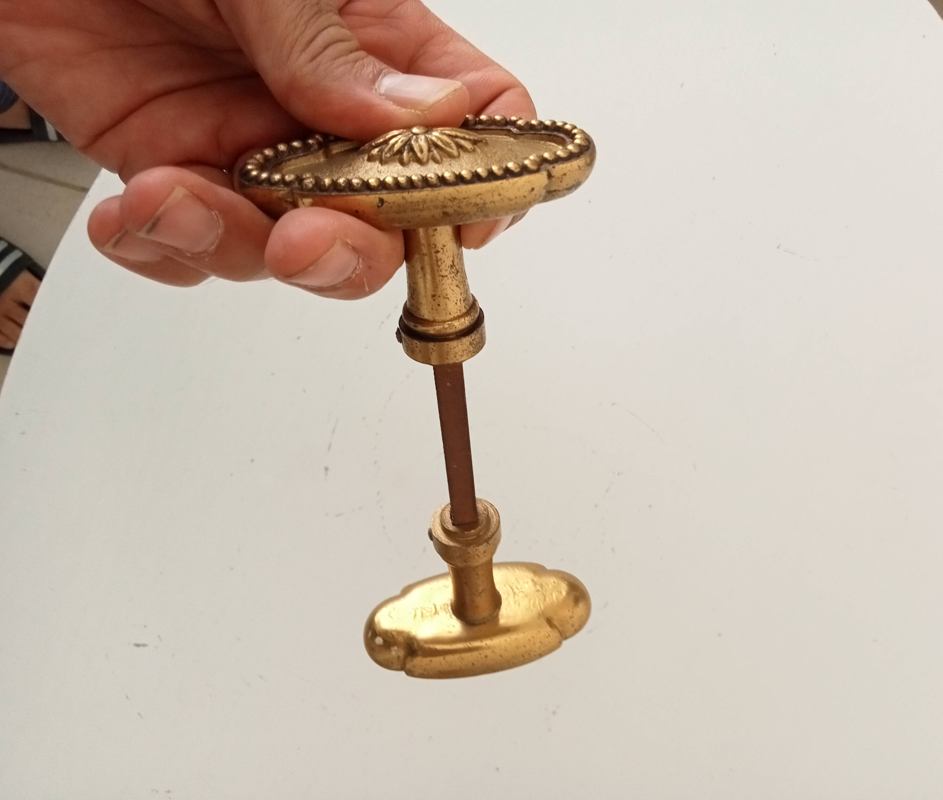 Pair of antique Louis XVI style solid bronze door handles