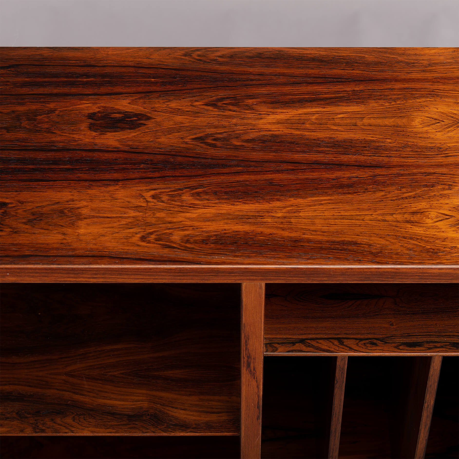 Rosewood bookcase with Record Rack by Hundevad & Co, 1960s
