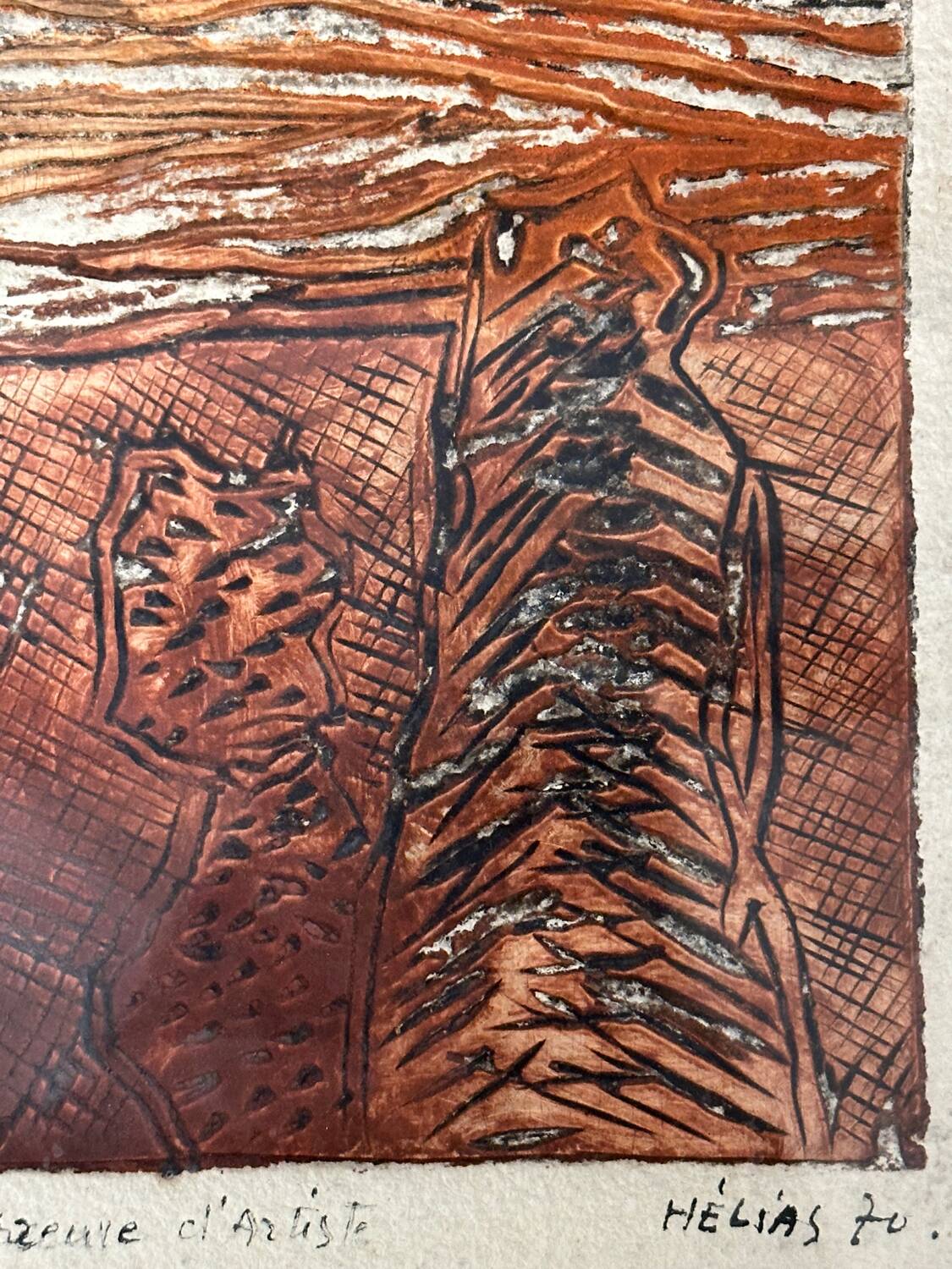 Serge Helias (1923-2007), relief engraving - artist's proof signed 1970