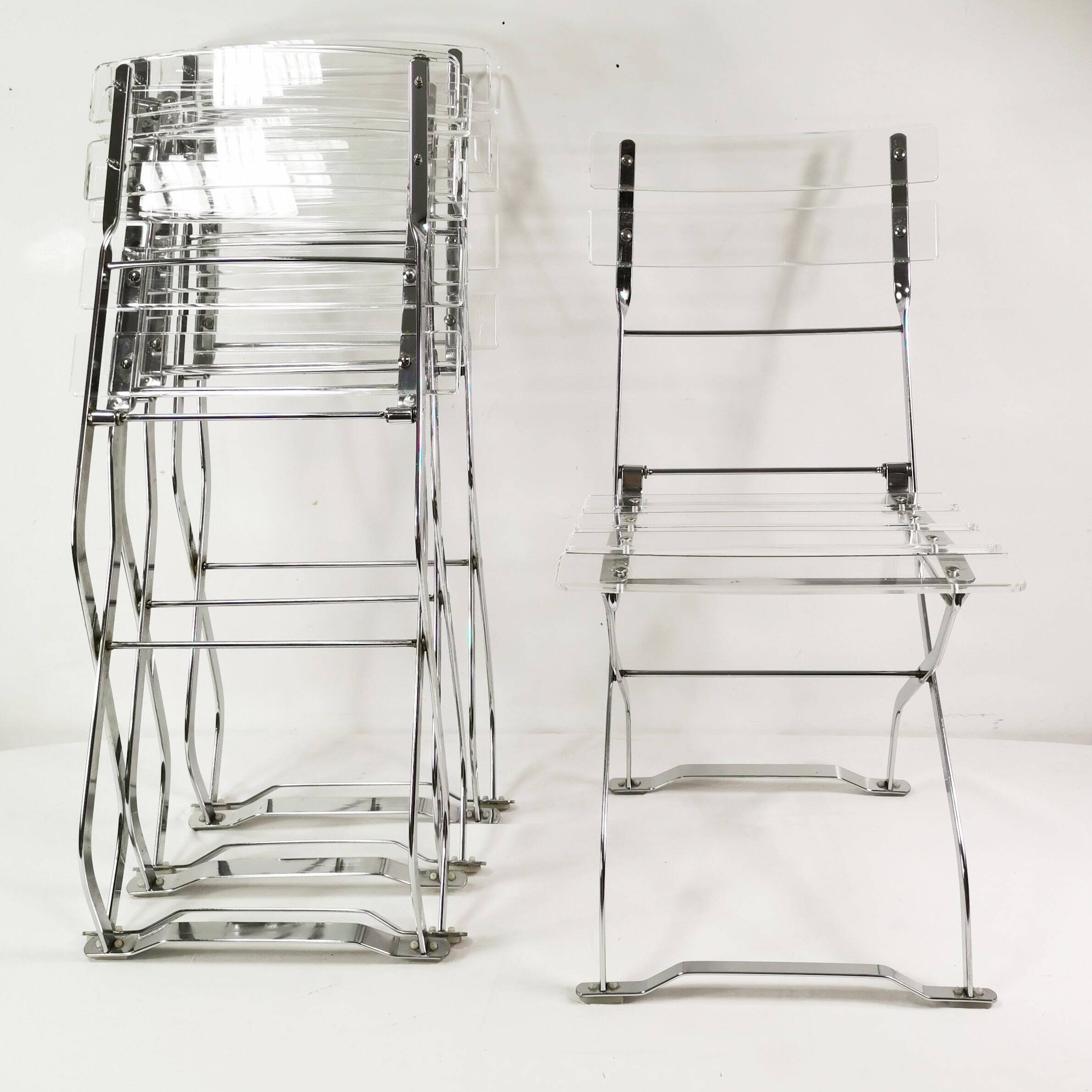 Set of designer folding chairs, Maison & Jardin Paris, 1970s