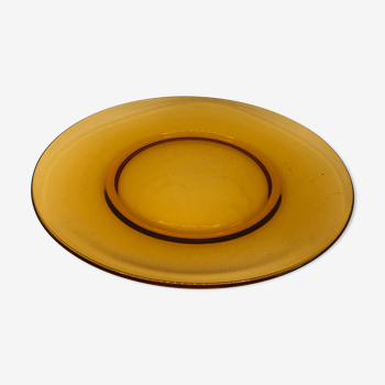 Flat amber glass plate from the 1970s