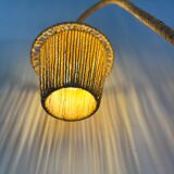 Vintage tripod floor lamp in metal and rope
