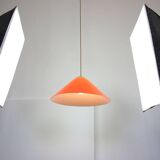 Mid-Century Modern Italian Orange Plexiglass and Brass Pendant Lamp, 1960s