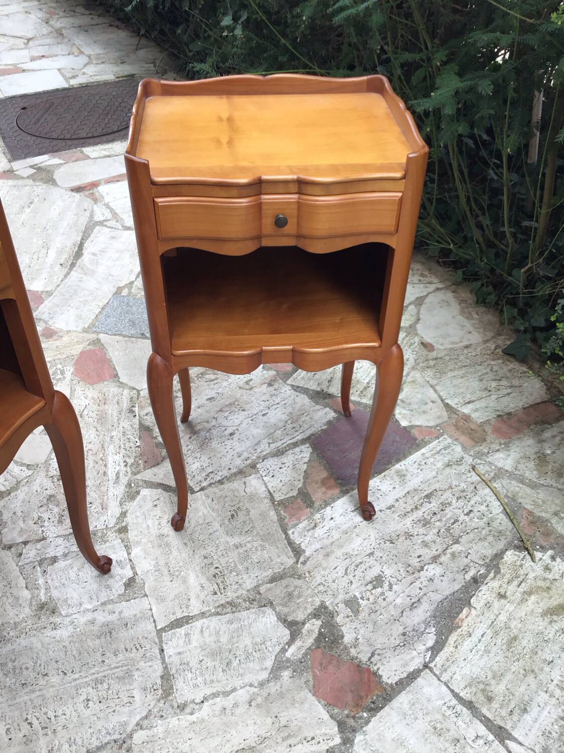 Pair of Louis XV style bedside tables in solid wood