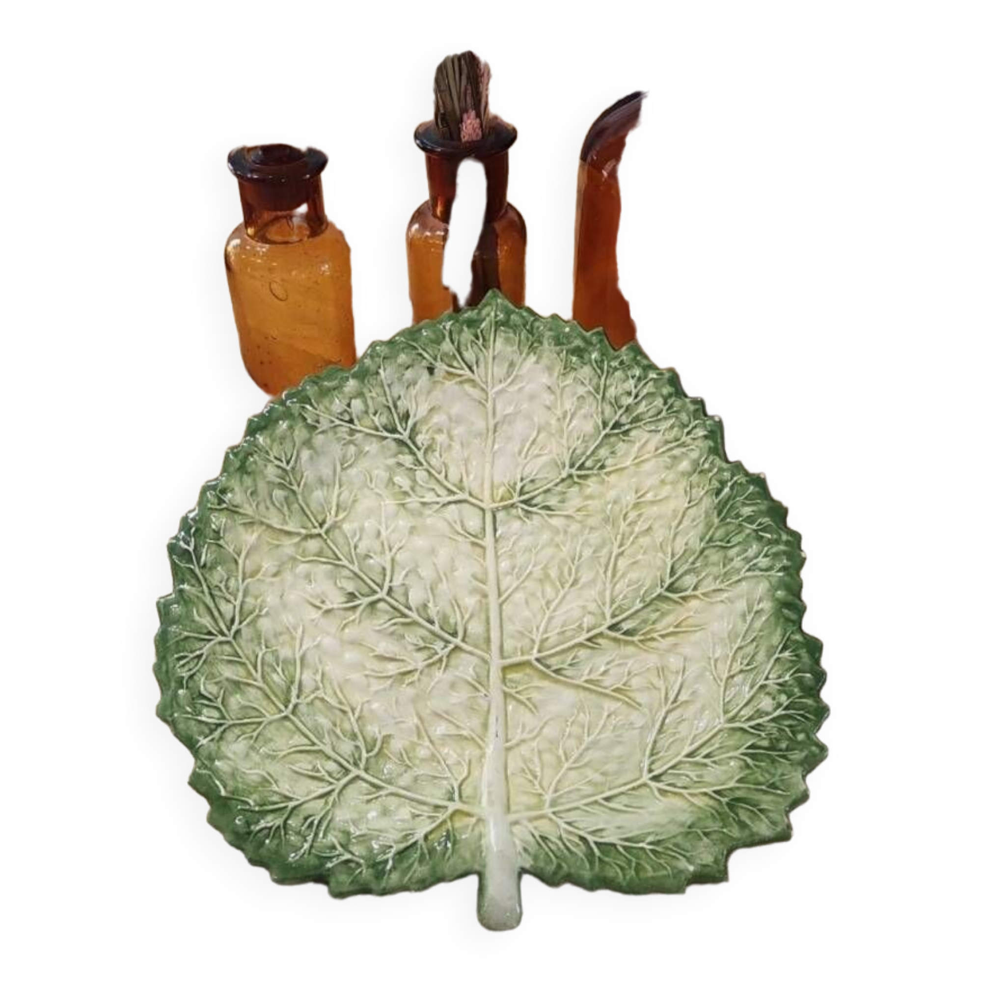 Cabbage leaf plate Barbotine