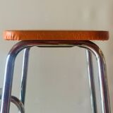 Vintage Brabantia step stool in wood, Skai and chrome metal