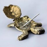 Regency turtle ashtray in brass, Spain, 1980
