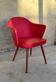 Fauteuil coktail en bois et moleskine rouge - années 60 