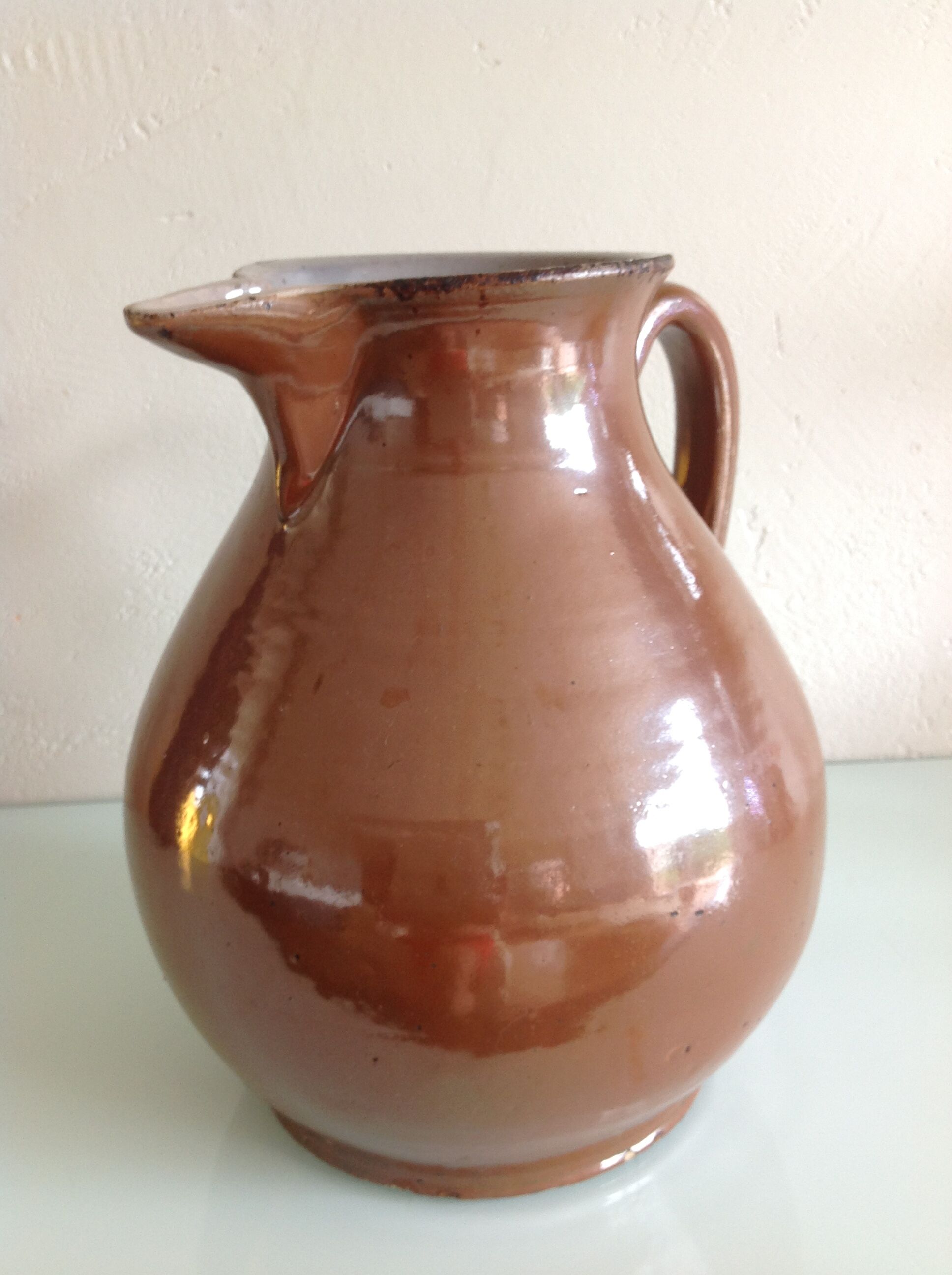 Pitcher brown glazed ceramic ball 60/70 years