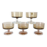 Lot de 5 coupes à champagne en verre fumé luminarc années 70