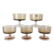 Set of 5 70s luminarc smoked glass champagne glasses