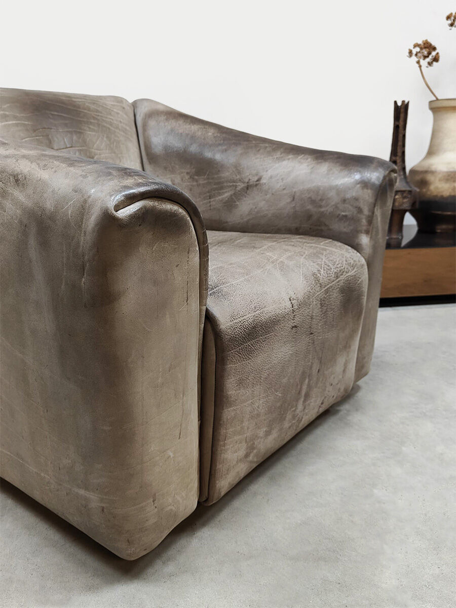 Vintage leather DS47 armchair ottoman De Sede