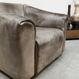 Vintage leather DS47 armchair ottoman De Sede