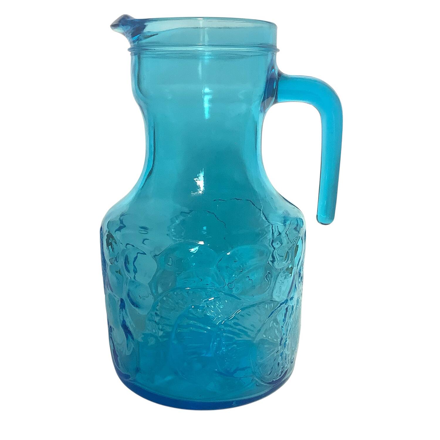 Vintage Vemam lemonade set in embossed blue glass, Italy
