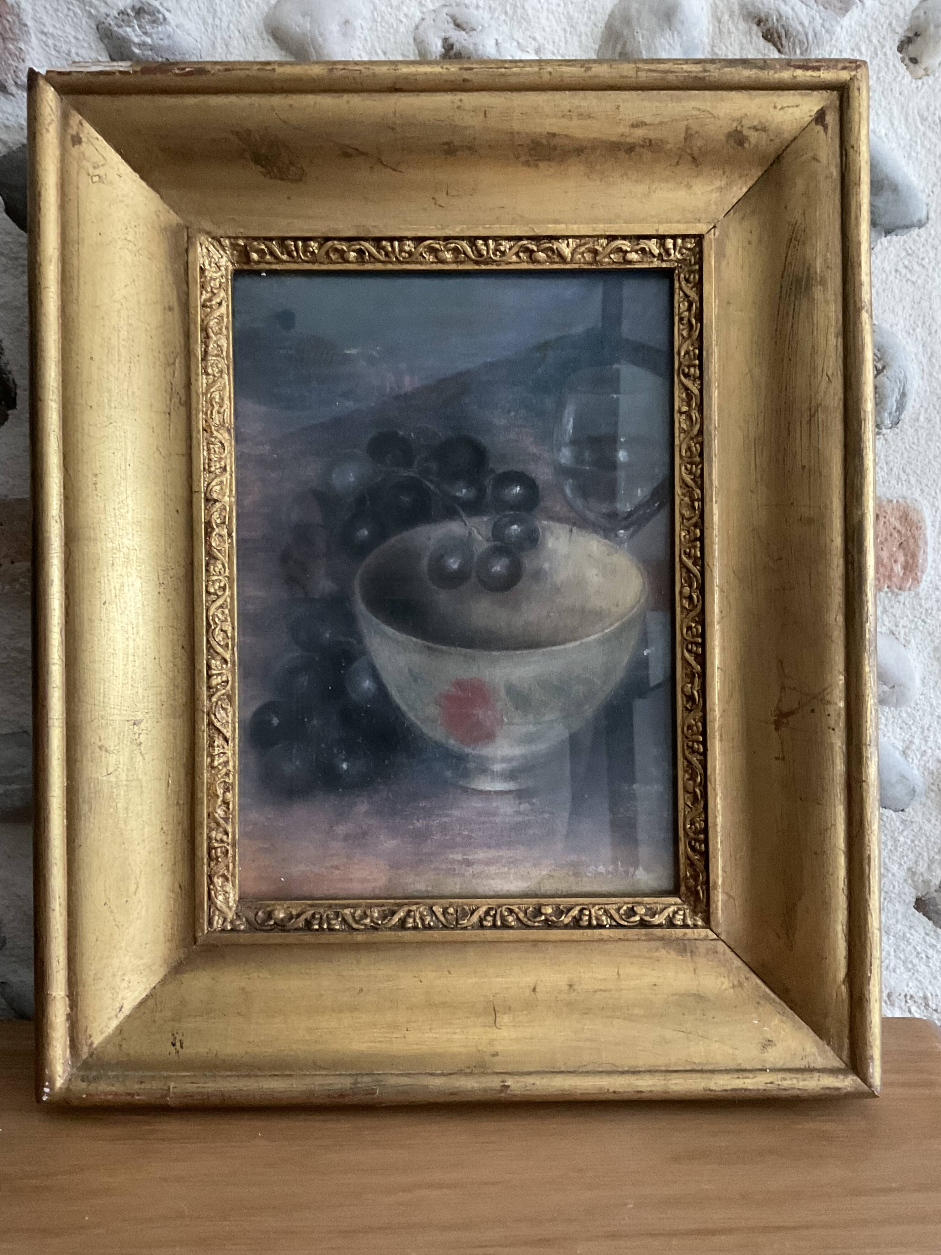 Tableau Nature morte au bol et raisins