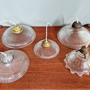 Suspension Art Déco en verre rainuré, années 1920-30