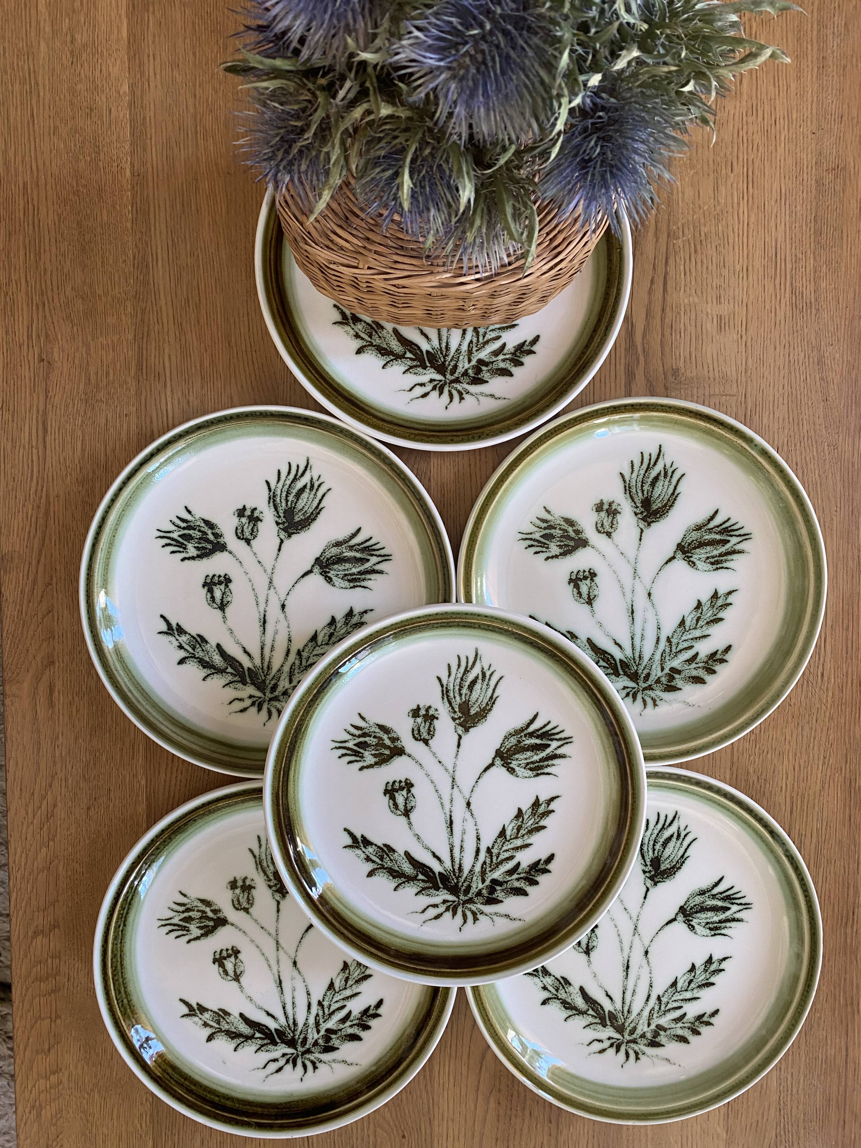 Vintage Gien Flat Plates - Herbarium Model