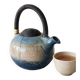 Handcrafted blue raku ceramic teapot – high handle Japanese design