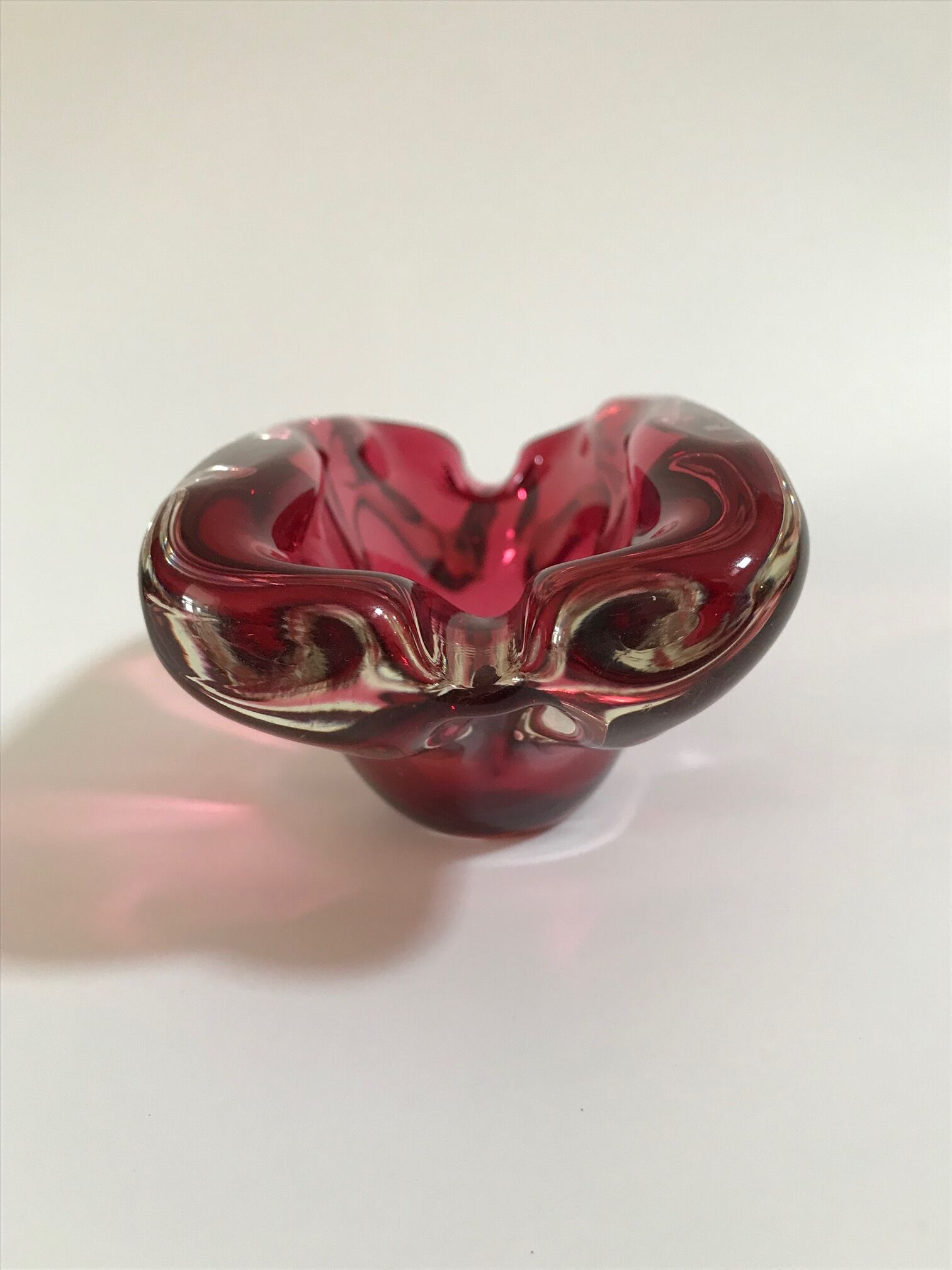 Murano pink lined glass ashtray, 1960