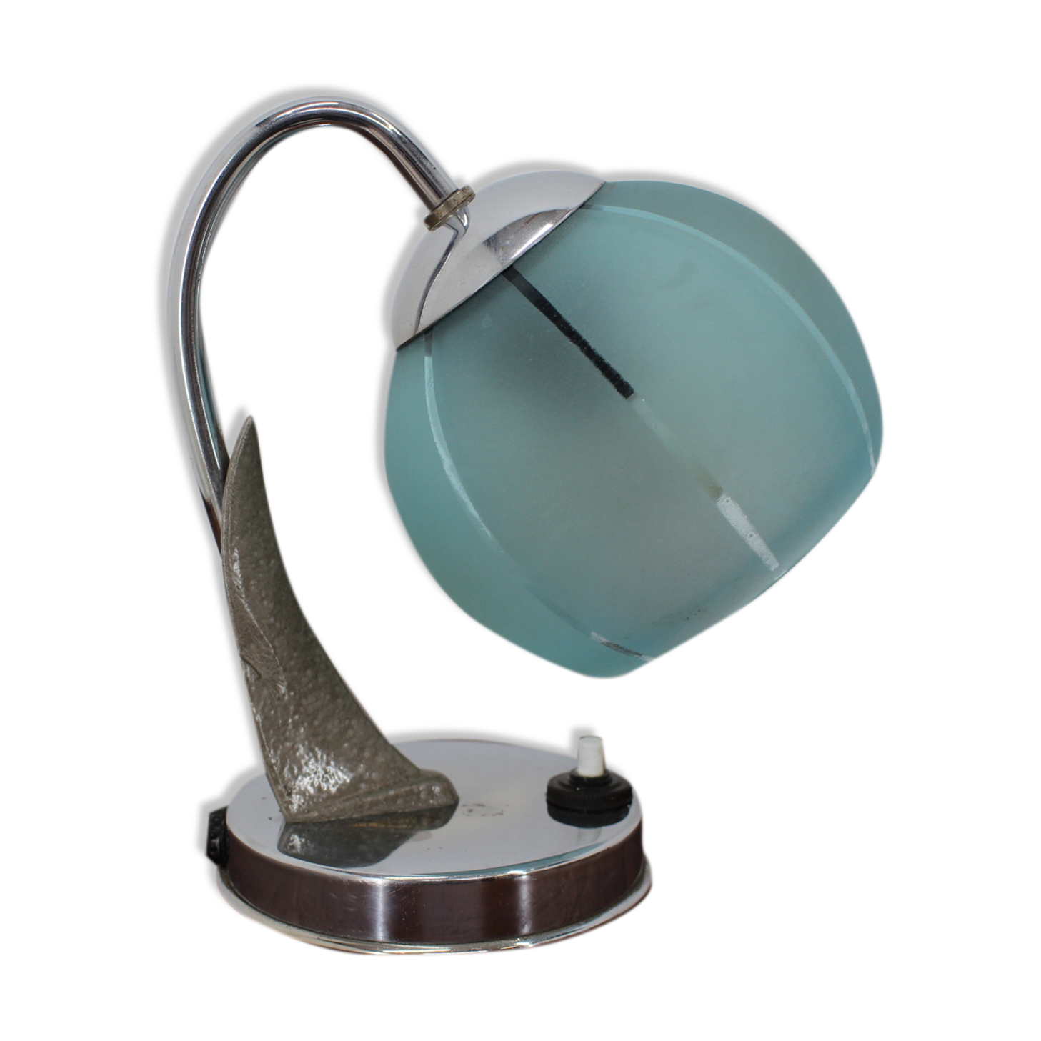 Lampe de table bleue du milieu du siècle, années 1950.