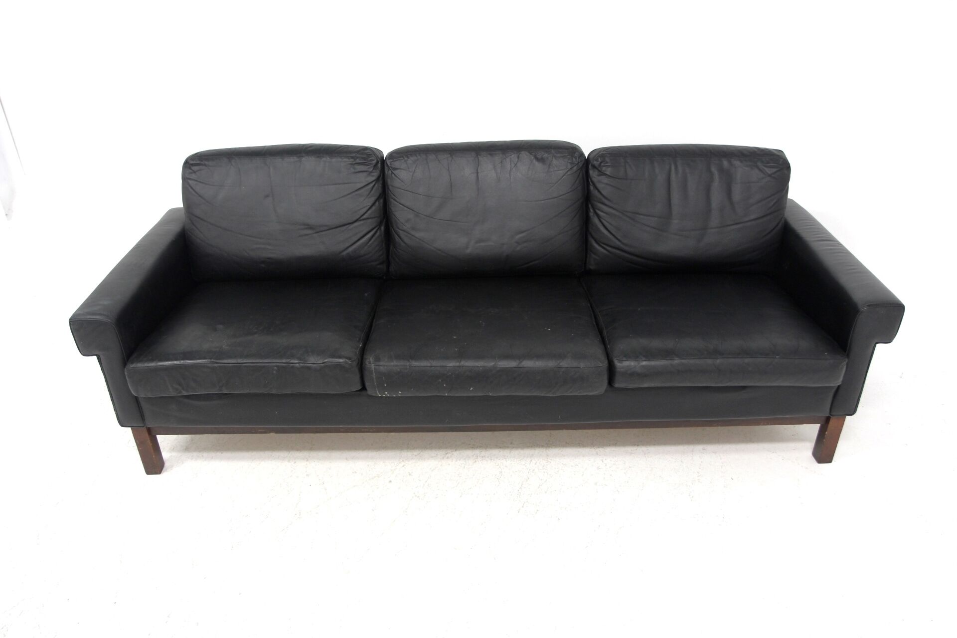 Scandinavian leather sofa 3 seater, Sweden, 1950