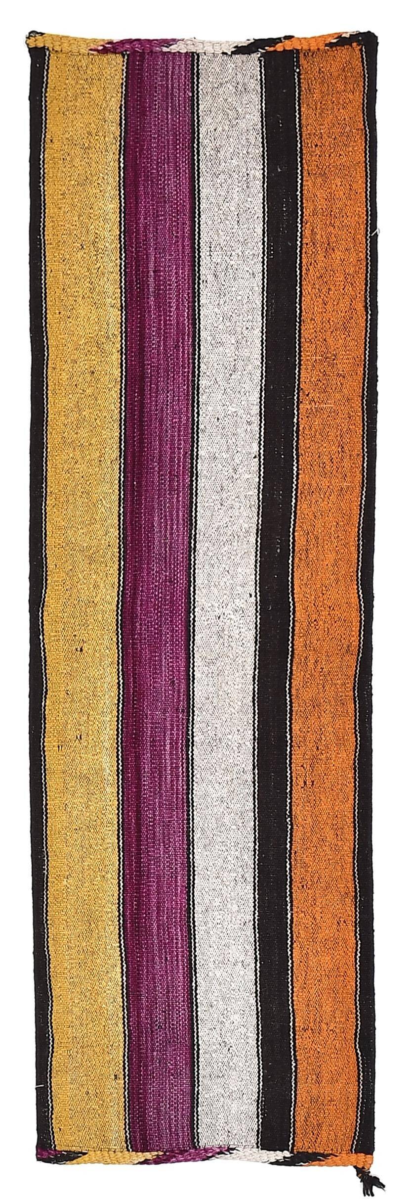 2x8 Purple Orange Kilim Runner Rug 71x24Cm