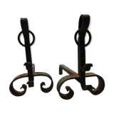 Pair of wrought iron castle channel  20th