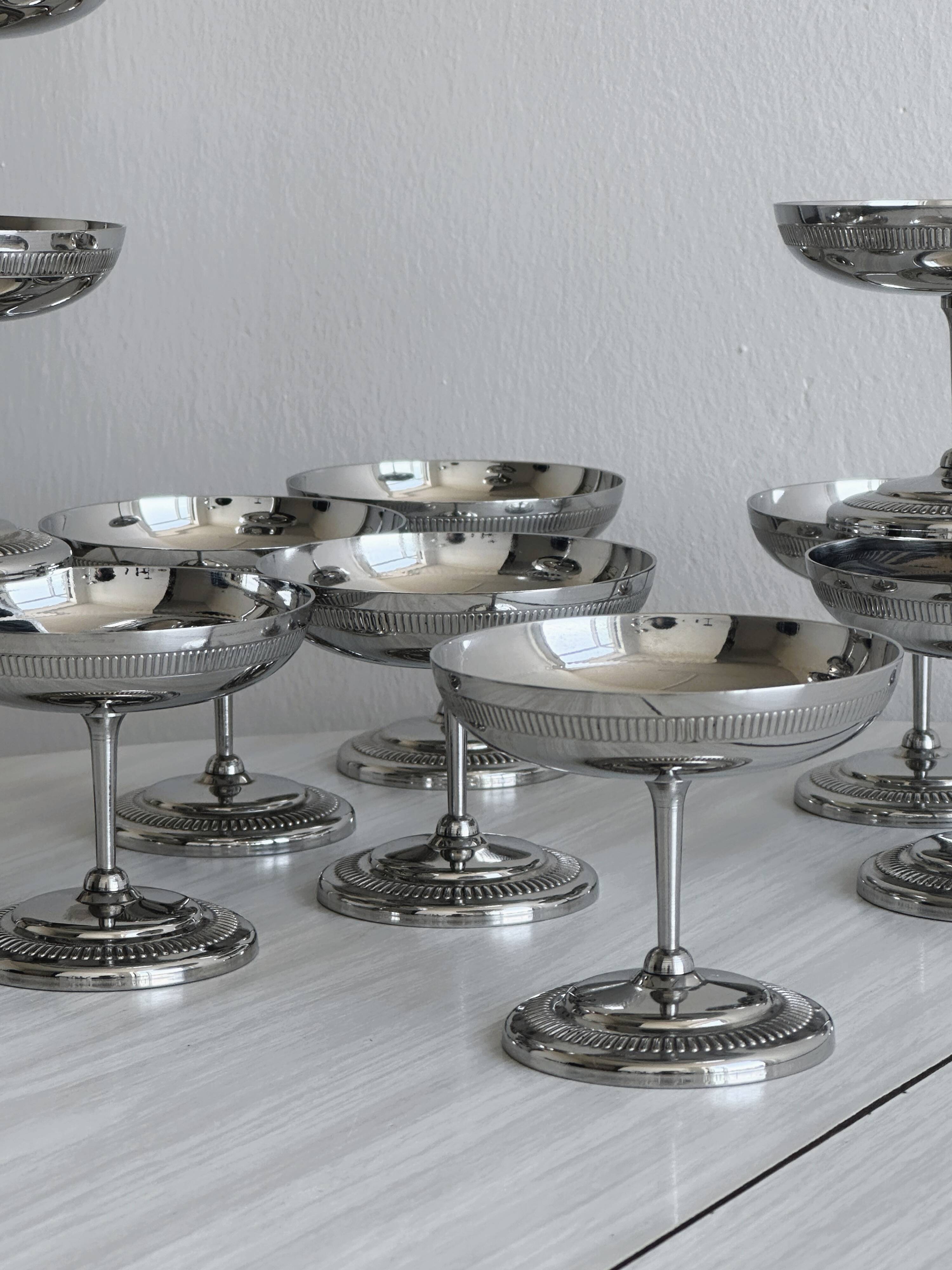 12 stainless steel footed bowls, Letang Remy style