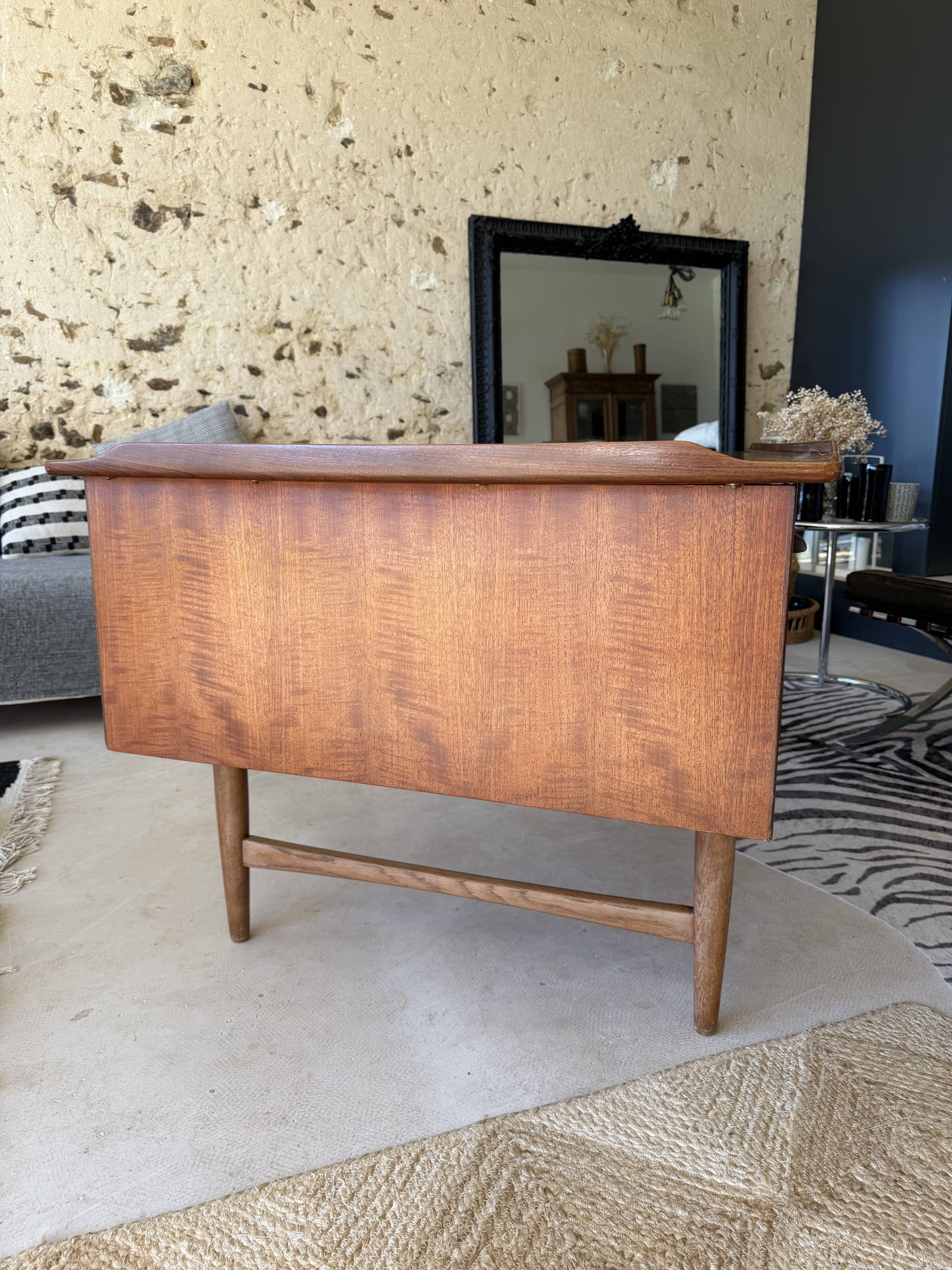 1 Lovig desk in teak, oak base circa 1960