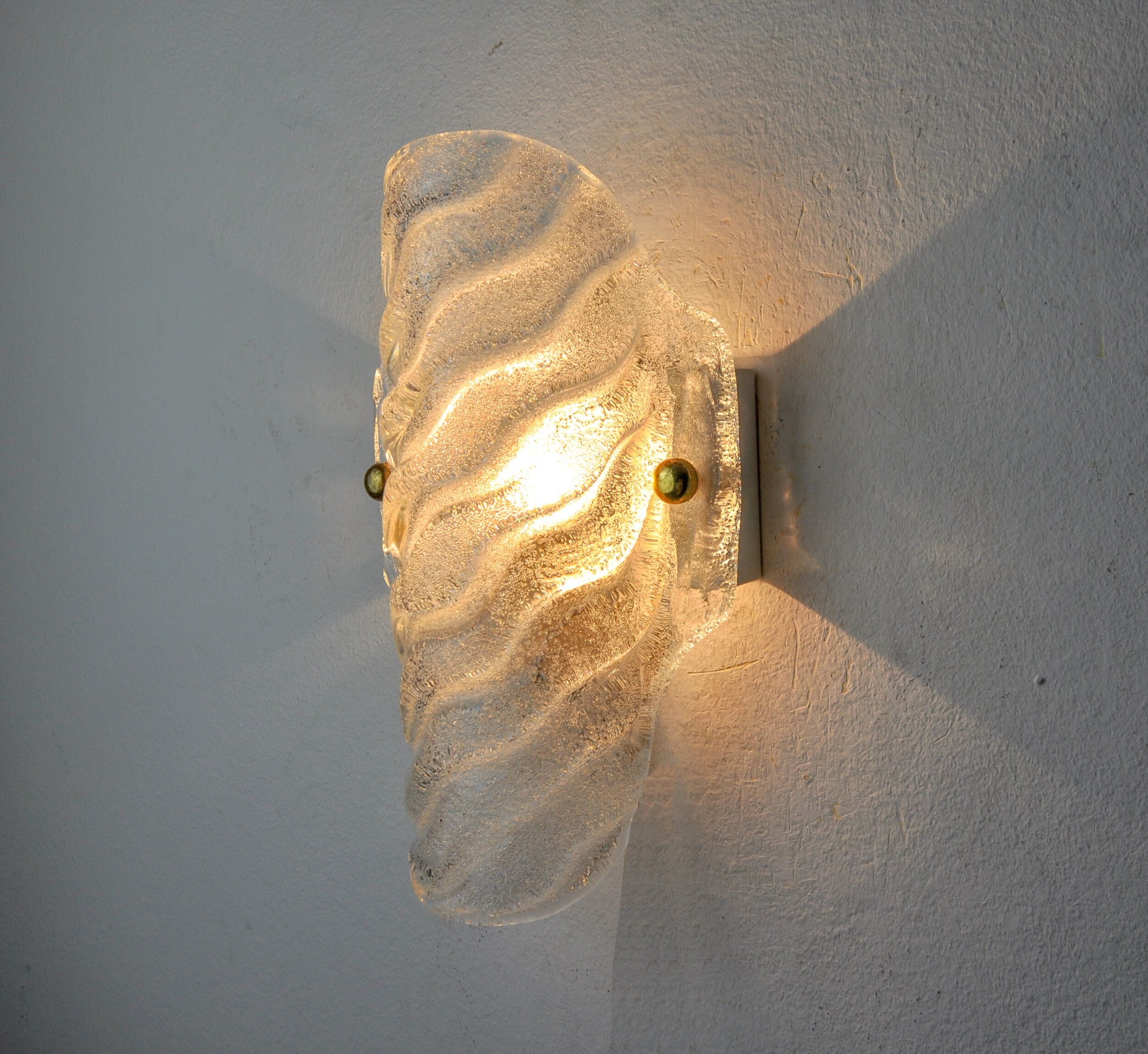 Frosted wall lamp, murano glass, italy, 1970