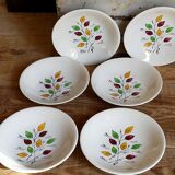 Six vintage plates in fine earthenware from Gien service "Gentilly"
