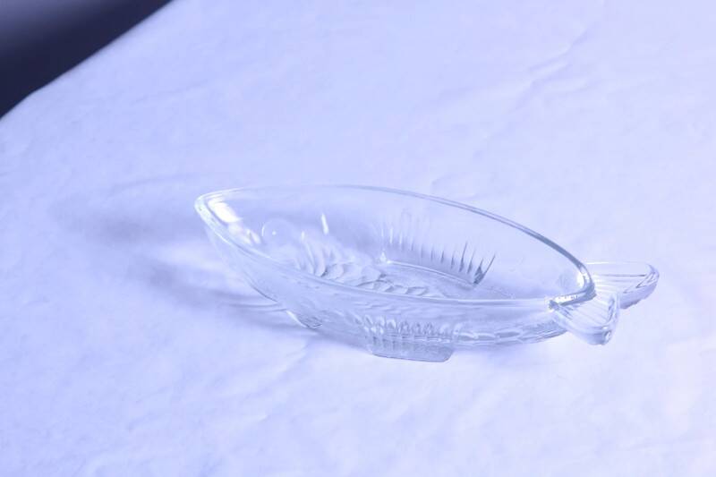 Vintage glass fish dish